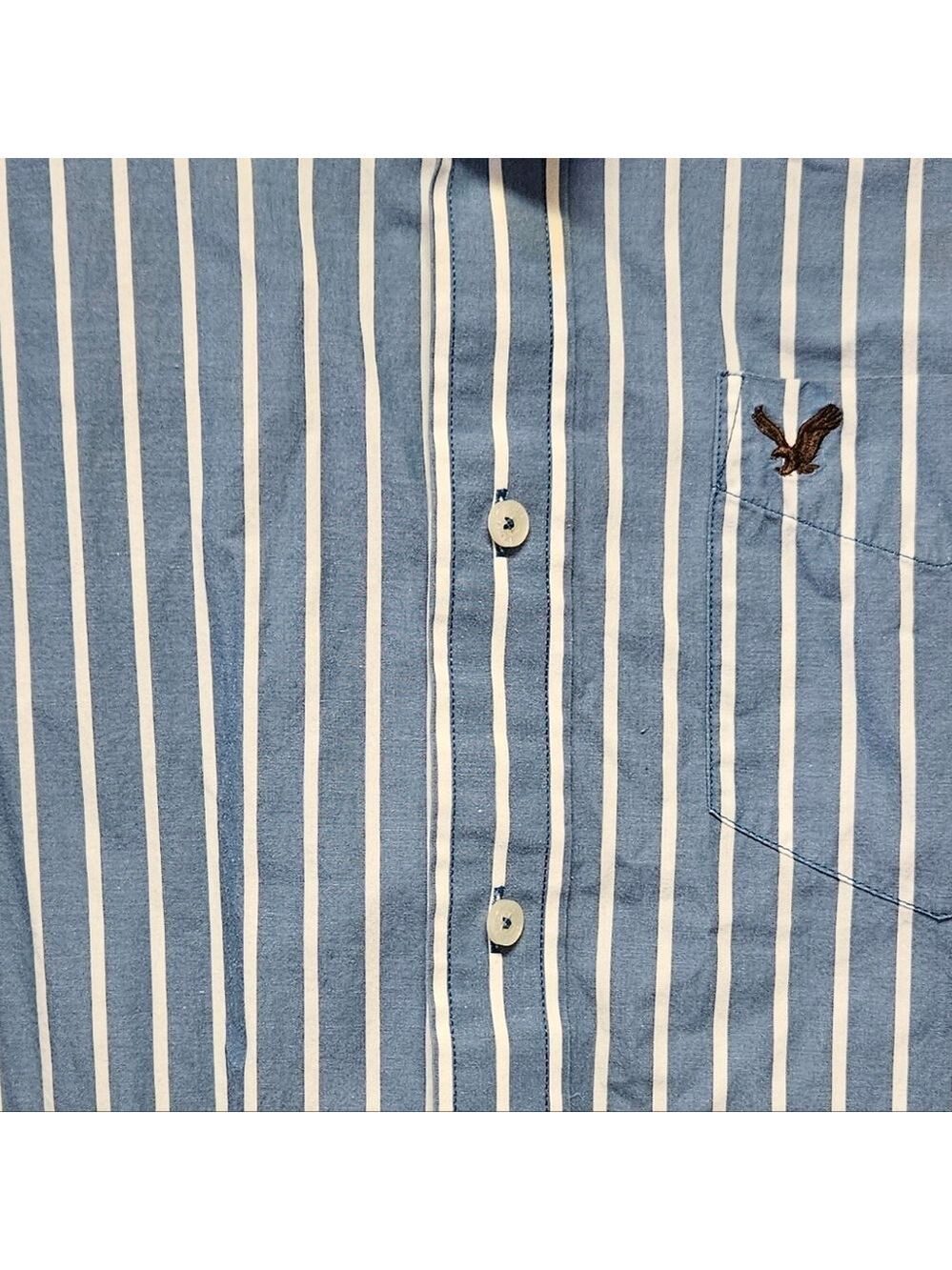 American Eagle Outfitters Men's Striped Blue Shirt 2XL - Picture 3 of 8